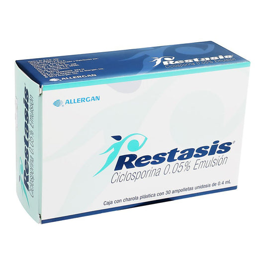 RESTASIS 0.4 ml emulsión estéril 0.05% caja con 30 ampolletas unidosis 0.4ml